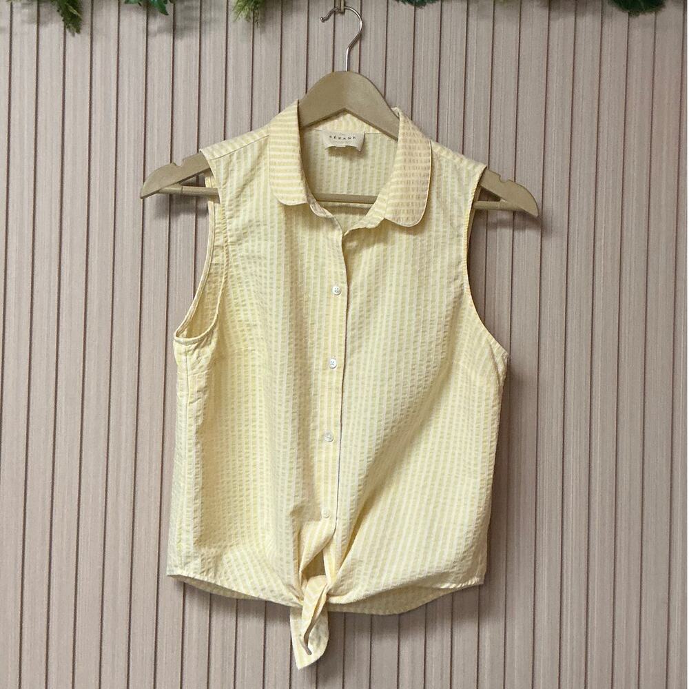 Sezane Sleeveless Tie-Front Blouse Yellow Size EU 38 / US 6